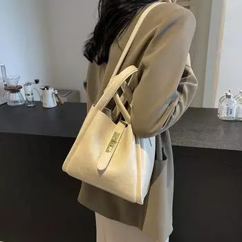 Сумка-мешок из высококачественной фактуры, женская, новинка 2024 года, сумка-ведро через плечо, сумка-мессенджер, сумка-тоут для поездок на работу покинуть белый