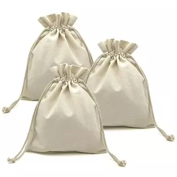 Сумка-мешок Kinchaku со шнурком для упаковки принадлежностей, холст, простой неотбеленный чехол для аксессуаров, дорожный чехол для хранения M 21,5*26,5 см