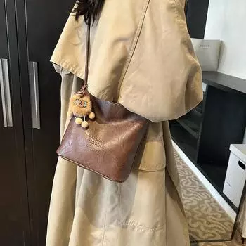 Сумка-мешок Maillard в стиле ретро для женщин 2024 года, новая осенне-зимняя универсальная сумка-мессенджер на одно плечо, сумка-ведро под мышкой