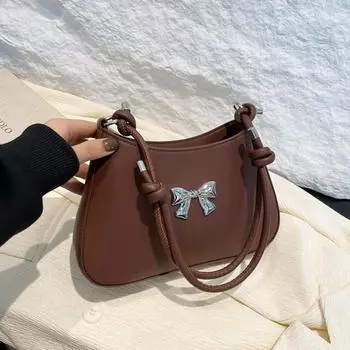 Сумка-мешок с бантом для подмышек, женская, простой дизайн, универсальная, для поездок на работу, портативная, косая, с провисанием красный