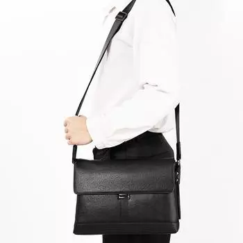 Сумка-мешок с диагональю, мужская, из коровьей кожи, модная, с откидной крышкой, сумка через плечо, большая вместимость, многослойная, сумка для компьютера чёрный