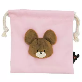 Сумка-мешок с завязками на шнурке Nakajima Corporation Bear School Boa Face, розовая 176615-22