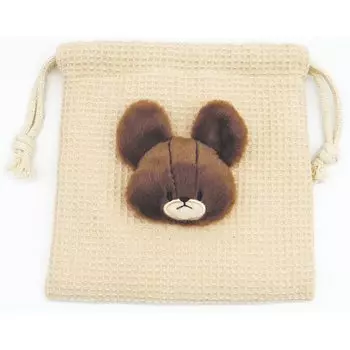 Сумка-мешок с завязками на шнурке Nakajima Corporation Bear School Boa Face бежевая 172501