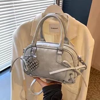 Сумка-мессенджер Boston Bag в иностранном стиле Sweet Bow для женщин, универсальная сумка-мессенджер через плечо с текстурой Without pendant розовый