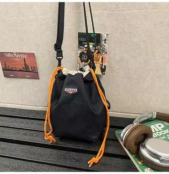 Сумка-мессенджер бренда Tide, мужская и женская, для занятий спортом на открытом воздухе, с кулиской для девочек, затягивающаяся, с цветовой блокировкой, маленький рюкзак-ведро на одно плечо. чёрный