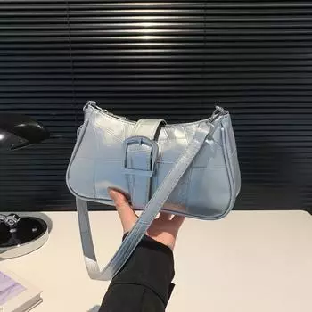 Сумка-мессенджер через плечо с цепочкой в стиле ретро, однотонная, женская, 2024 года, новая модная сумка-мессенджер, сумка-багет, женская сумка чёрный