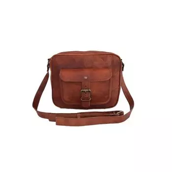 Сумка-мессенджер через плечо Сумка-слинг Сумка из козьей кожи, маленькая, 11 дюймов 11 x 9 x 3 in коричневый