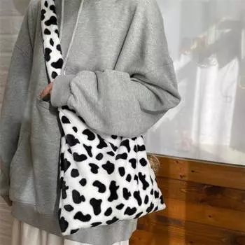 Сумка-мессенджер Cow, женская осенне-зимняя плюшевая универсальная милая сумка через плечо None