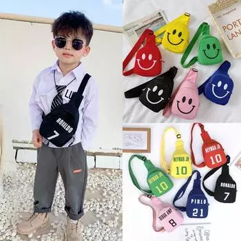 Сумка-мессенджер для детей с изображением смайлика из мультфильма, маленькая сумка, корейская версия повседневной детской нагрудной сумки, школьный рюкзак для мальчиков и девочек