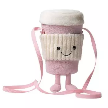 Сумка-мессенджер для кофе и молока, женская плюшевая сумка, набор с игрушечной чашкой One Size