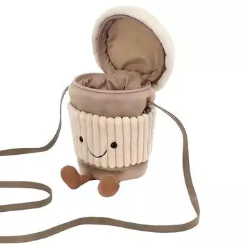 Сумка-мессенджер для кофе и молока, женская плюшевая сумка, набор с игрушечной чашкой One Size