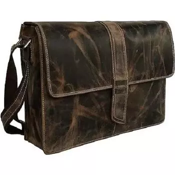 Сумка-мессенджер для ноутбука из натуральной кожи для бизнеса 14 x 11 x 4 in коричневый