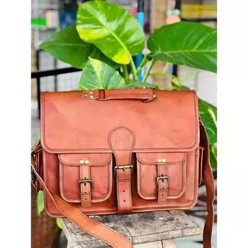 Сумка-мессенджер для ноутбука ручной работы, лучший выбор, винтажная 15 x 11 x 4 in коричневый