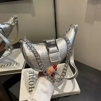 Сумка-мессенджер для подмышек Cold Wind Crescent, женская, высокая чувственность, универсальная, иностранного стиля, сумка-мессенджер Tide 18*7*10 серебряный