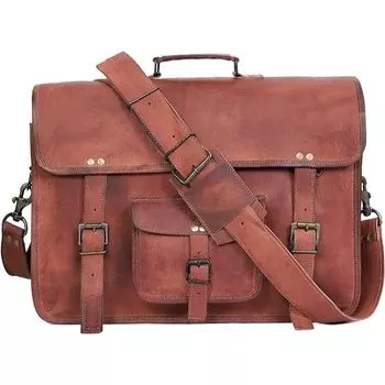 Сумка-мессенджер для родителей, винтажная кожаная сумка ручной работы 18 x 13 x 5 in коричневый