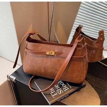 Сумка-мессенджер для женщин, большая вместимость, 2024, новая осенне-зимняя повседневная сумка-мессенджер высокого класса в стиле ретро чёрный