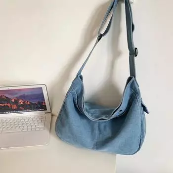 Сумка-мессенджер для женщин из денима, большая вместимость, 2024, новая летняя универсальная сумка-мессенджер для женщин высокого качества темно-синий