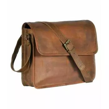 Сумка-мессенджер из буйволовой кожи в стиле ретро, на плечо, для ноутбука, ручной работы, коричневая сумка-саквояж 18 x 14 x 6 in коричневый