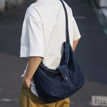 Сумка-мессенджер из денима, мужская, японская, большая, универсальная, женская, простая, ретро, сумка через плечо, студенческая сумка через плечо светло-синий