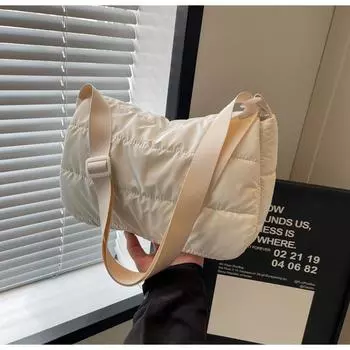 Сумка-мессенджер из хлопка для повседневной носки, маленькая квадратная сумка, новая модная однотонная сумка через плечо, вместительная, универсальная сумка-мессенджер чёрный