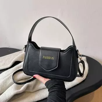 Сумка-мессенджер из искусственной кожи с откидной крышкой, квадратная, высокого класса, универсальная, корейская версия, женская сумка-мессенджер, летняя, новая, простая, иностранного стиля, ручная сумка чёрный