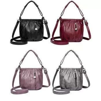 Сумка-мессенджер из искусственной кожи, женская сумка через плечо большой емкости, водонепроницаемая для похода по магазинам чёрный