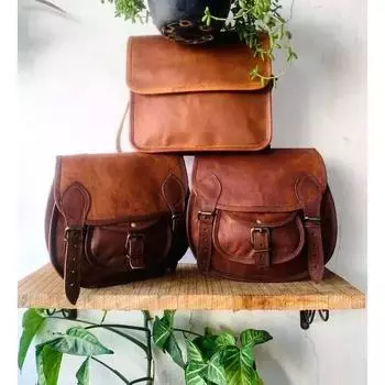 Сумка-мессенджер из козьей кожи для мотоцикла 2, коричневая, ручной работы. ( Бесплатная подарочная сумка-слинг коричневого цвета размером 9 x 7 x 3 дюйма ) 11 x 9 x 3 in / 2 Bag коричневый