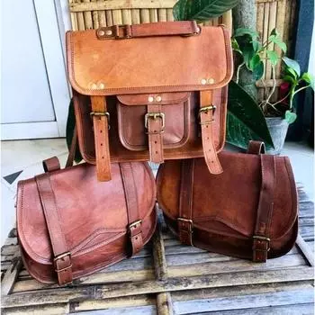 Сумка-мессенджер из козьей кожи для мотоцикла, коричневая, ручной работы. ( Бесплатная подарочная сумочка коричневого цвета размером 11 x 9 x 3 дюйма ) 11 x 9 x 2 / 2 Bag коричневый