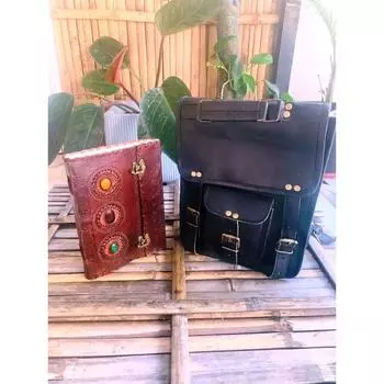 Сумка-мессенджер из козьей кожи для ноутбука и компьютера (Бесплатный кожаный ежедневник коричневого цвета, размер - 10 x 7 дюймов) BAG - 11 x 9 x 3 in чёрный