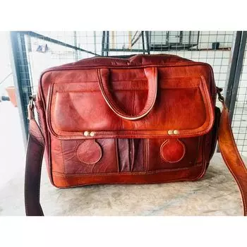 Сумка-мессенджер из козьей кожи на плечо из натуральной коричневой сумки для ноутбука с магнитом коричневый