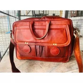 Сумка-мессенджер из козьей кожи на плечо из натуральной коричневой сумки для ноутбука с магнитом 11 x 15 x 7 in коричневый