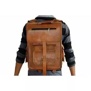 Сумка-мессенджер из козьей кожи ручной работы. Сумка через плечо. Винтажная натуральная коричневая сумка. 16 x 12 x 5 in коричневый