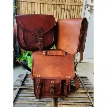 Сумка-мессенджер из козьей кожи ручной работы коричневого цвета через плечо ( Бесплатная стропа коричневого цвета, 2 сумки, размер - 9 x 7 x 3 дюйма ) 11 x 9 x 3 in коричневый