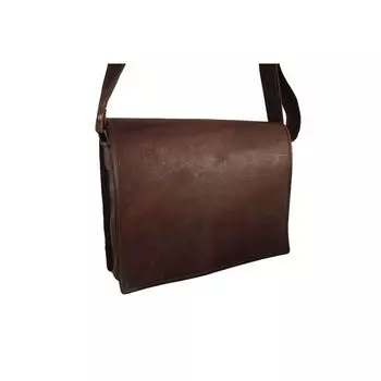 Сумка-мессенджер из козьей кожи, сумка для ноутбука, офисная, школьная, через плечо, через плечо 15 x 11 x 4 in коричневый
