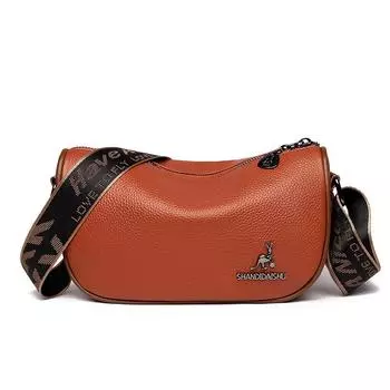 Сумка-мессенджер из кожи бренда Kangaroo, модная повседневная сумка-пельмень светло-коричневого