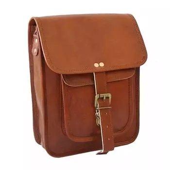Сумка-мессенджер из кожи Tablet, коричневая, через плечо, винтажная, через плечо 11 x 9 x 3 in коричневый