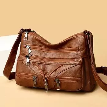 Сумка-мессенджер из мягкой кожи из искусственной кожи, женская сумка среднего возраста для мамы, маленькая квадратная сумка, большая вместительная сумка на плечо чёрный