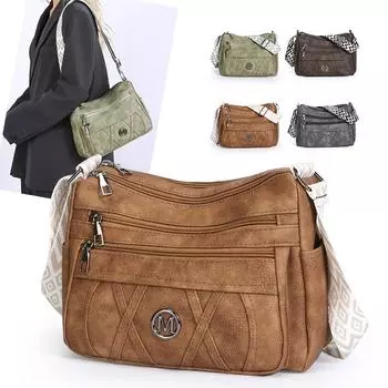 Сумка-мессенджер из мягкой кожи с несколькими отделениями, женская сумка для мамы кофейный