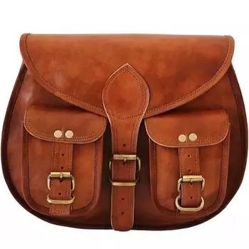 Сумка-мессенджер из натуральной козьей кожи, женская стильная сумка через плечо, винтажная сумка 10 x 13 x 3 in коричневый