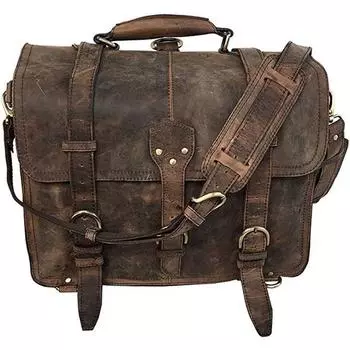 Сумка-мессенджер из натуральной кожи буйвола, сумка для ноутбука, винтажная сумка, портфель ручной работы, сумка через плечо для мужчин и женщин, подарок на день Святого Валентина 16 x 12 x 5 in коричневый