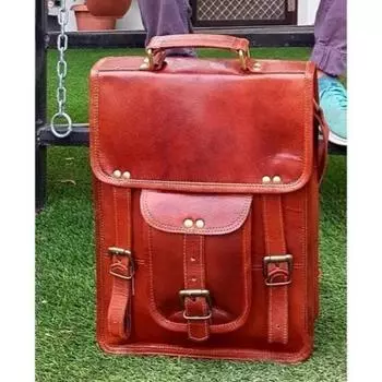 Сумка-мессенджер из натуральной кожи через плечо в деревенском стиле для мужчин 11 x 15 x 4 in коричневый