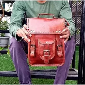 Сумка-мессенджер из натуральной кожи через плечо мужская в деревенском стиле через плечо 10 x 13 x 4 in коричневый