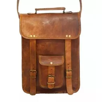 Сумка-мессенджер из натуральной кожи для ноутбука ручной работы коричневого цвета в стиле ретро 13*10 inch