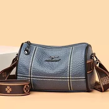 Сумка-мессенджер из натуральной кожи для женщин Tide Soft Leather Messenger Bag для женщин Temperament Cowhide Shoulder Bag хаки