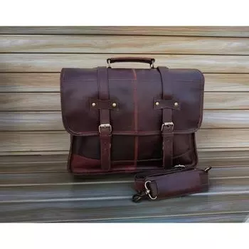 Сумка-мессенджер из натуральной кожи, сумка для ноутбука, сумка на плечо для женщин, подарок для мужчин, офисная сумка, рабочий портфель, подарок на женский день 12 x 16 x 5 in коричневый