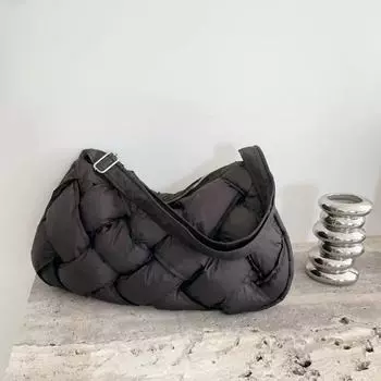 Сумка-мессенджер из нейлонового хлопка, женская, большая вместимость, легкая, пуховая, простая, плетеная, космическая, хлопковая сумка-тоут серый