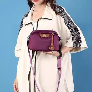 Сумка-мессенджер из однотонного нейлона на молнии с застежкой-молнией Простая повседневная сумка через плечо для шопинга фиолетовый