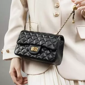 Сумка-мессенджер из овчины Diamond в стиле 2024 года, женская, из натуральной кожи, с цепочкой из золотых шариков