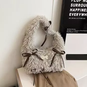 Сумка-мессенджер из соевого молока, женская, осенне-зимняя, новая, симпатичная, плюшевая, сумка ручной работы, сумка через плечо 35*10*27