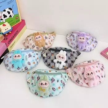 Сумка-мессенджер Kawaii Labubu, детская сумка через плечо, мультяшный милый рюкзак, сумка-пояс с принтом из мультфильма «Монстр Лабубу» фиолетовый